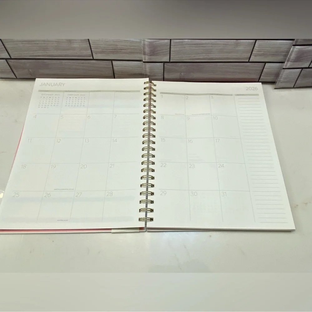 2026 Monthly Planner  12 mo.  Planner Orange Circle Studio Elephant Design 11x9”